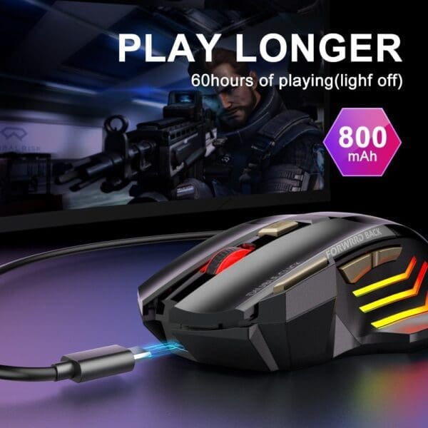 Rechargeable Wireless Mouse Bluetooth Gamer Gaming Mouse Computer Ergonomic Mause With Backlight Rgb Silent Mice For 1