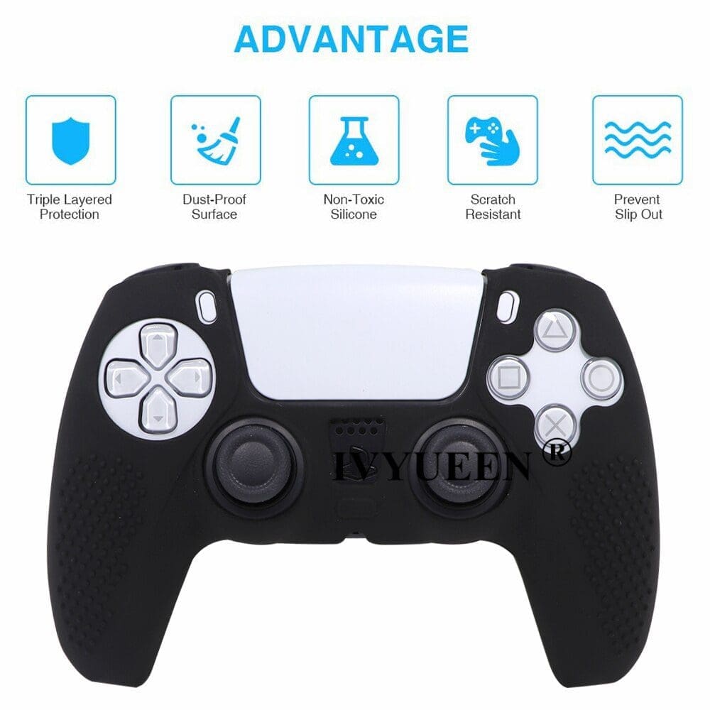 Ivyueen Anti Slip Silicone Cover Skin For Playstation Dualshock 5 Ps5 Controller Case Thumb Stick Grip 1