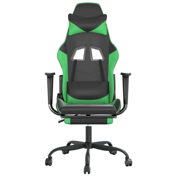 Vidaxl Gaming Chair With Footrest Black And Green Faux Leather