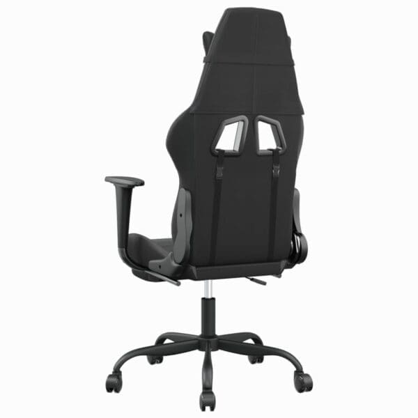 Vidaxl Gaming Chair With Footrest Black And Gray Faux Leather