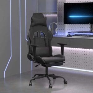 Vidaxl Gaming Chair With Footrest Black Faux Leather