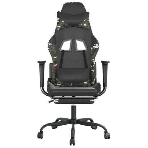 Vidaxl Gaming Chair With Footrest Black And Camouflage Faux Leather