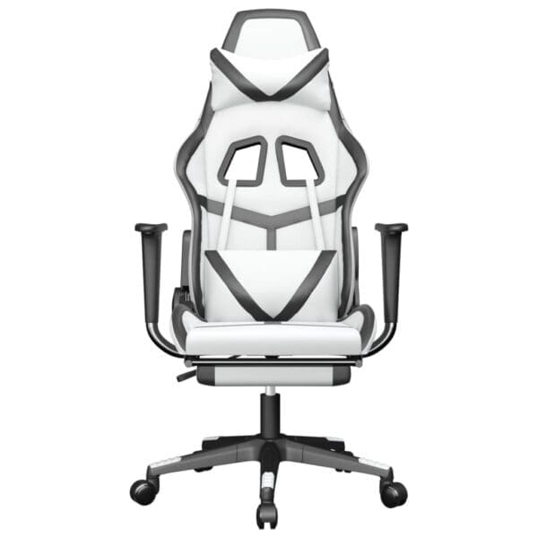 Vidaxl Gaming Chair With Footrest White And Black Faux Leather