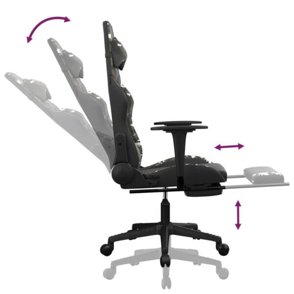 Vidaxl Gaming Chair With Footrest Black And Camouflage Faux Leather